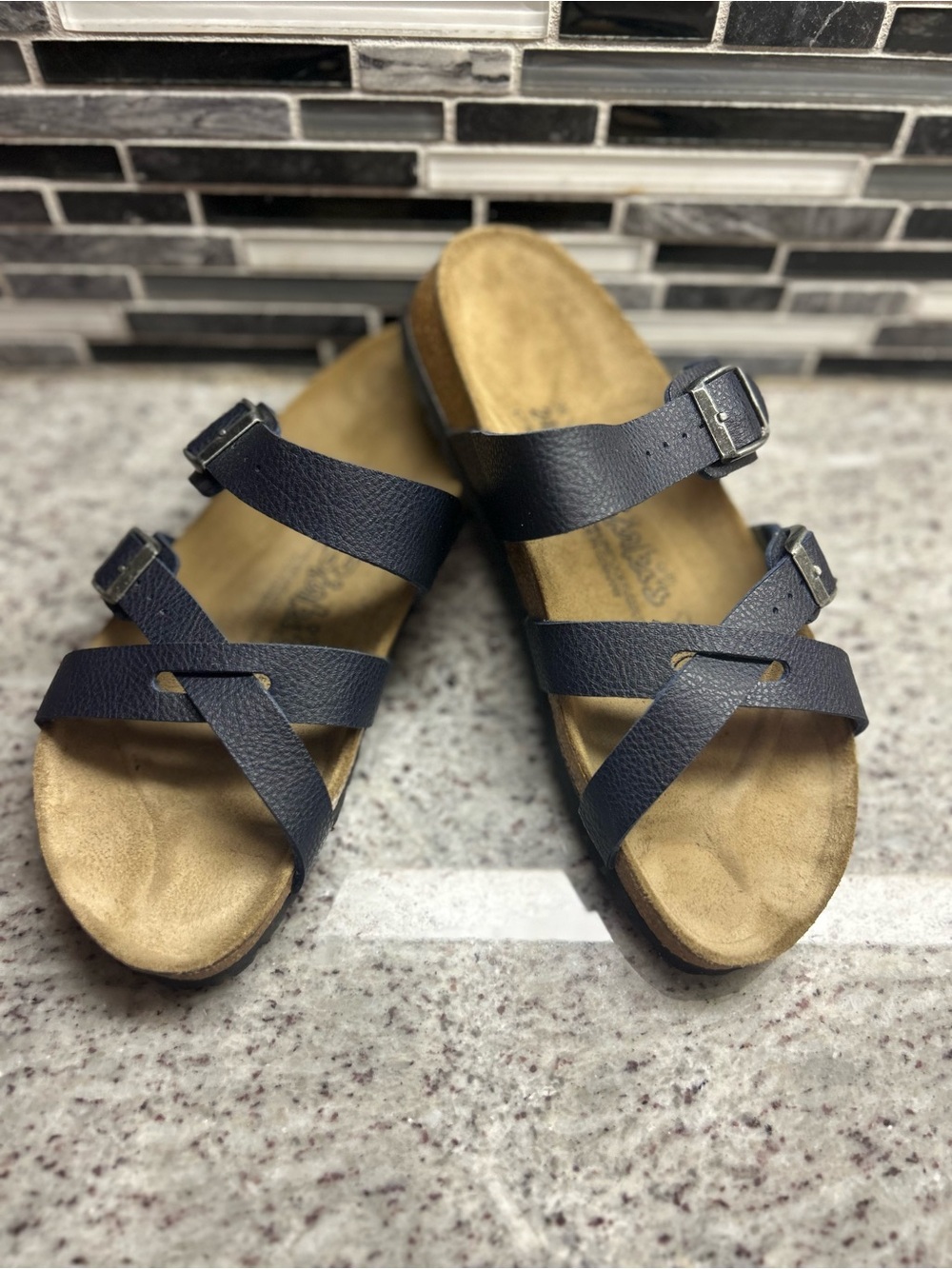 Birkenstock Birki’s Franca womens slip on Sandals in Navy size 7(38) NWOB